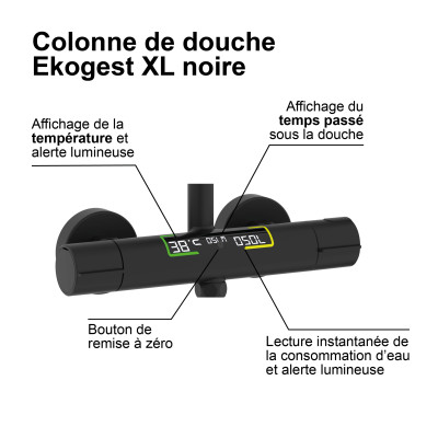 Colonne de douche thermostatique EKOGEST XL Noire Ref 3047404002206