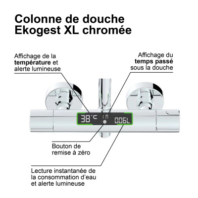 Colonne de douche thermostatique EKOGEST XL Chromée Ref 3047404002190
