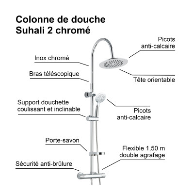 Colonne de douche avec robinetterie SUHALI 2. Ref 3047404000813