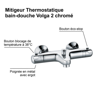 Thermostatique Bain-Douche VOLGA 2 Ref 3047404146443