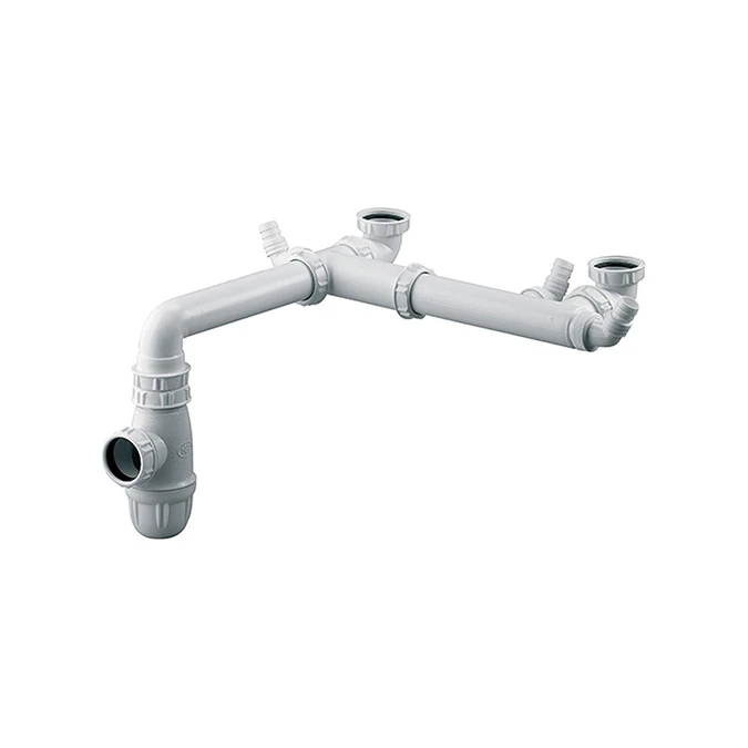 Tubulure raccordement évier 2 cuves et siphon évier NF