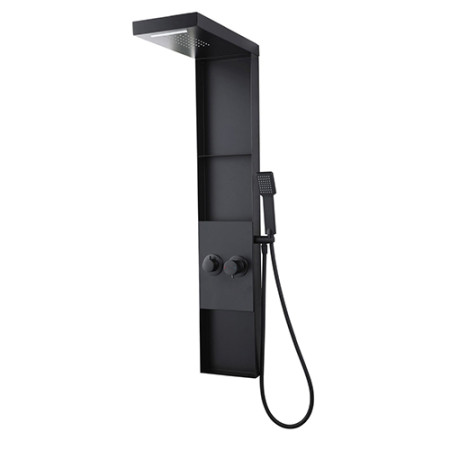 Colonne de douche avec robinetterie BUTO MECANIQUE - Noire avec rangement	Ref 3047404002145