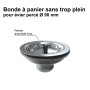 Bonde à panier, pour évier percé - Ø 90 mm