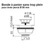 Bonde à panier, pour évier percé - Ø 90 mm