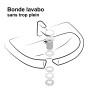 Bonde de lavabo clic-clac - Spécial plan de travail épais sans trop plein