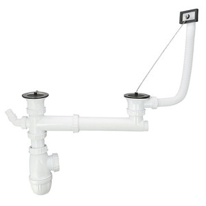 Vidage complet pour évier 2 bacs NF