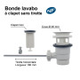 Bonde de lavabo à clapet, sans tirette - Certifié NF