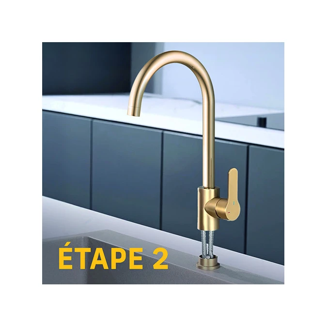 Mitigeur évier rond GRIBS RAPIDFIX - Fixation par le dessus