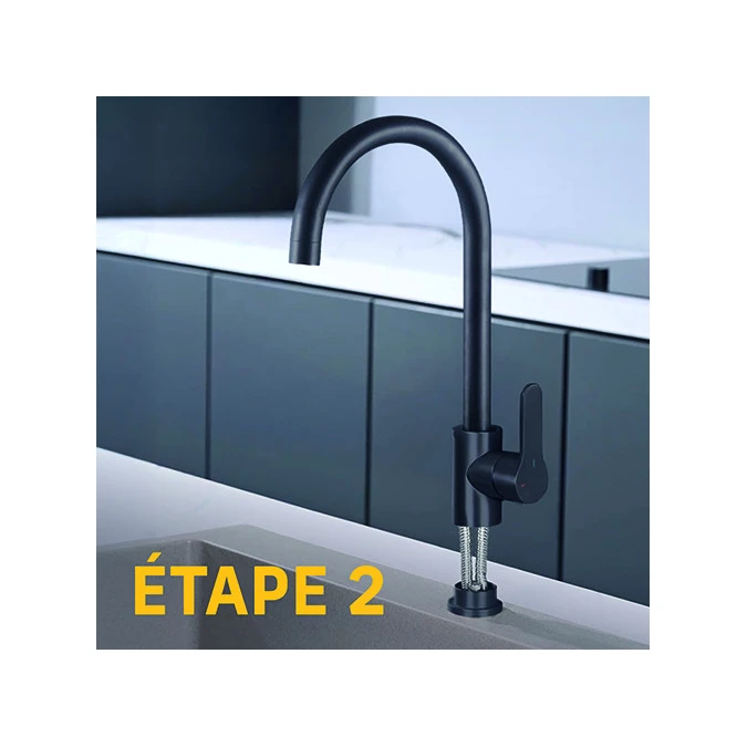 Mitigeur évier rond GRIBS RAPIDFIX - Fixation par le dessus