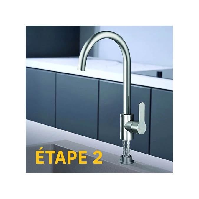 Mitigeur évier rond GRIBS RAPIDFIX - Fixation par le dessus