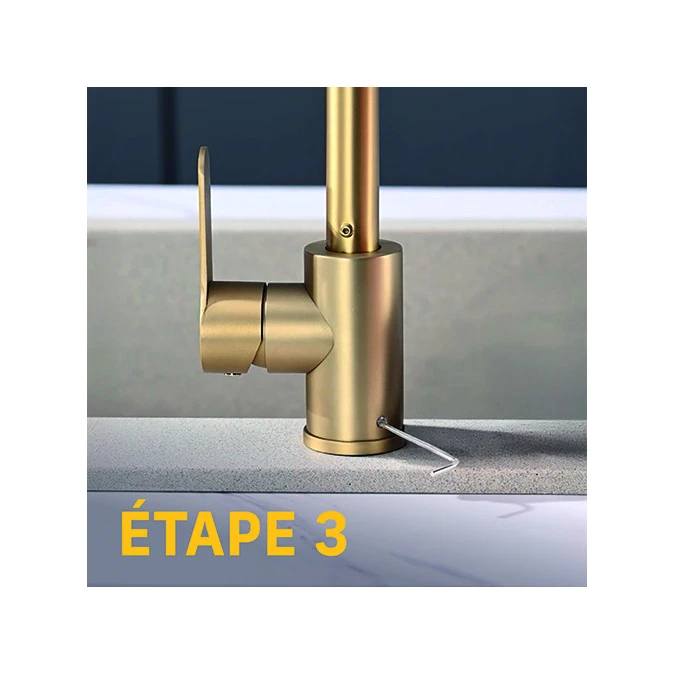 Mitigeur évier rond GRIBS RAPIDFIX - Fixation par le dessus