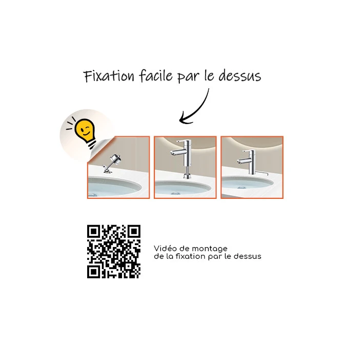 Mitigeur évier rond GRIBS RAPIDFIX - Fixation par le dessus