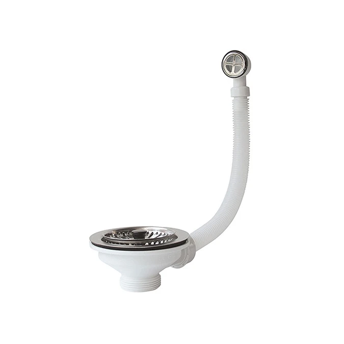 Bonde à panier, pour évier - avec trop-plein percé - Ø 90 mm