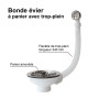 Bonde à panier, pour évier - avec trop-plein percé - Ø 90 mm
