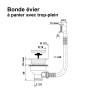 Bonde à panier, pour évier - avec trop-plein percé - Ø 90 mm