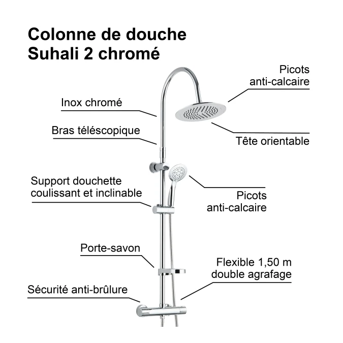 Colonne de douche avec robinetterie SUHALI 2
