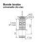 Bonde de lavabo clic-clac Universelle en ABS