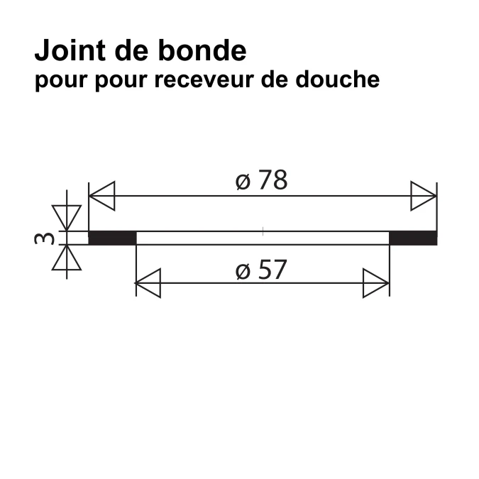 Joint de bonde pour receveur de douche - Ø 78 x 57 x 3 mm