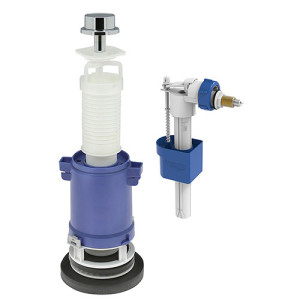 Ensemble mécanisme de chasse à tirette et robinet flotteur pour WC - Certifié NF