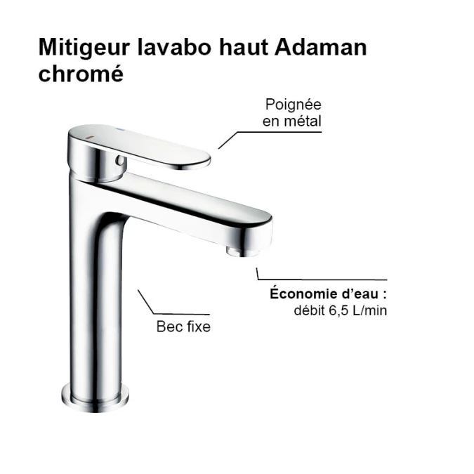 Mitigeur lavabo ADAMAN HAUT