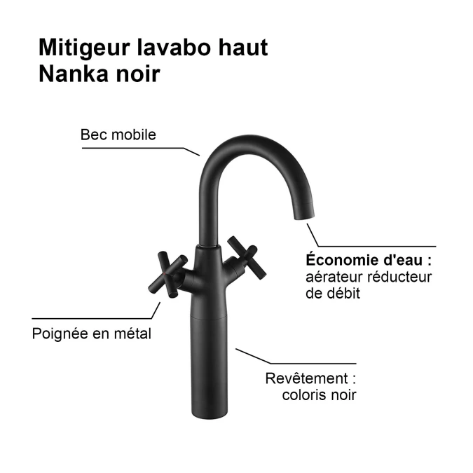 Mélangeur lavabo NANKA HAUT
