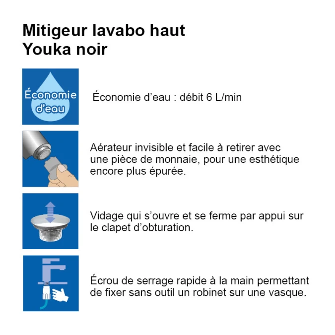 Mitigeur lavabo YOUKA HAUT
