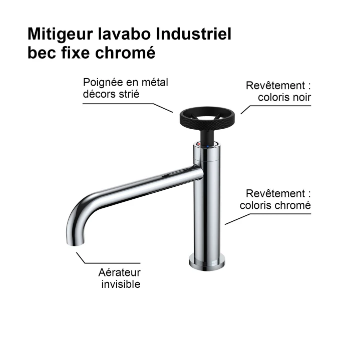 Mitigeur lavabo INDUSTRIEL  à bec fixe