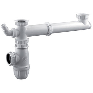 Tubulure raccordement évier 2 cuves et siphon évier NF