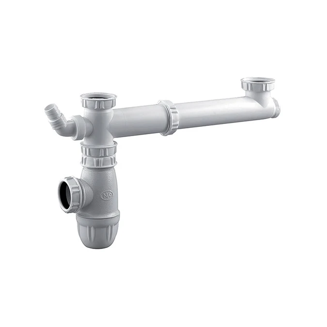 Tubulure raccordement évier 2 cuves et siphon évier NF