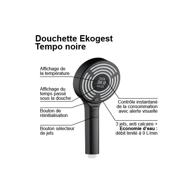 Douchette EKOGEST TEMPO avec écran de contrôle