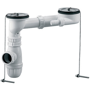 Bonde + vidage pour évier 2 bacs - Certifié NF