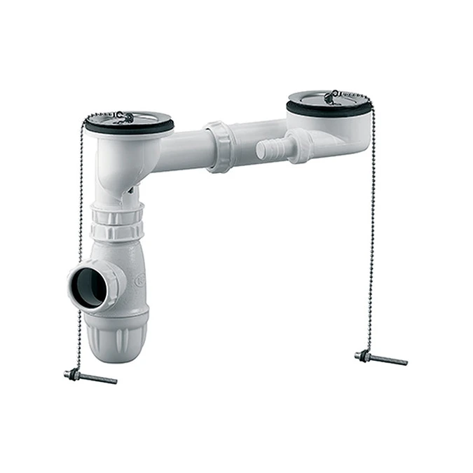 Bonde + vidage pour évier 2 bacs - Certifié NF