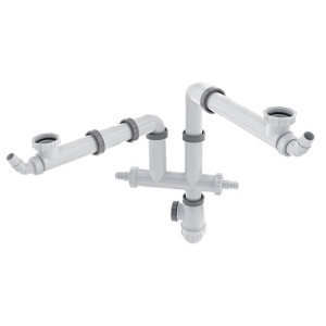 Tubulure évier 2 bacs et siphon NF