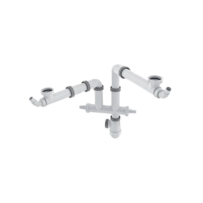 Tubulure évier 2 bacs et siphon NF