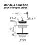 Bonde à bouchon - Sans trop plein, pour évier grès percé - Ø 60 mm - Certifié NF