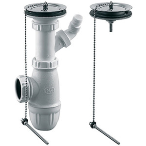 Bonde + vidage pour évier grès 2 bacs - Certifié NF