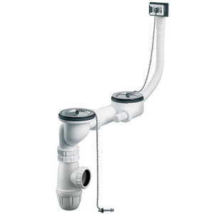 Vidage complet pour évier 2 bacs NF