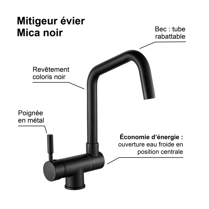 Mitigeur évier avec bec rabattable MICA