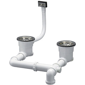 Bonde évier EASYCLEAN avec trop plein 2 bacs