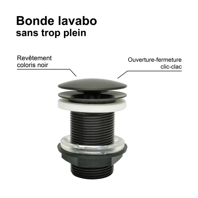 Bonde lavabo clic-clac sans trop plein