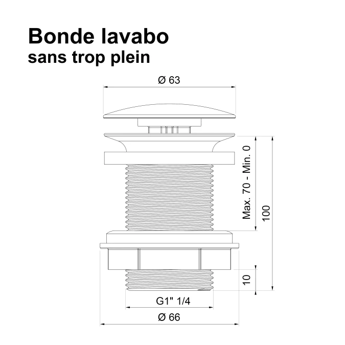 Bonde lavabo clic-clac sans trop plein