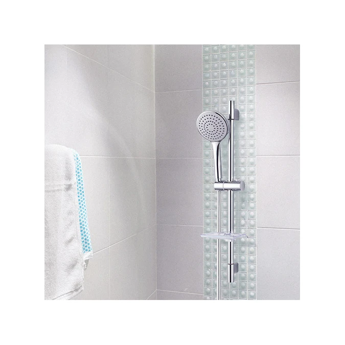 Ensemble barre de douche, douchette et flexible RAQUETTE 1 jet