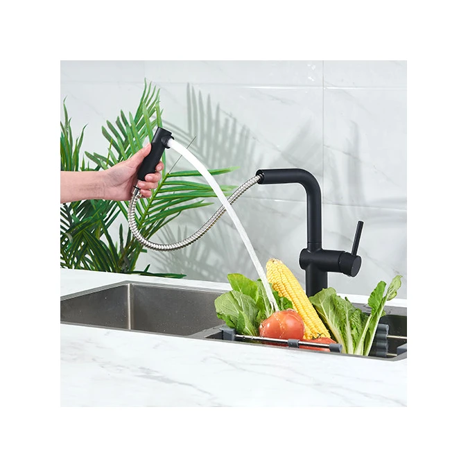 Mitigeur évier CARRÉ avec douchette extractible