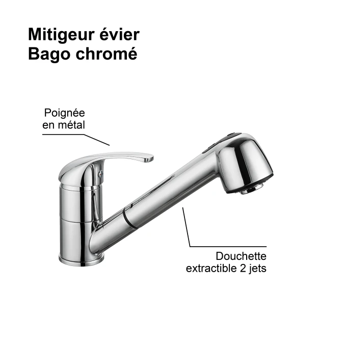 Mitigeur évier BAGO avec douchette extractible