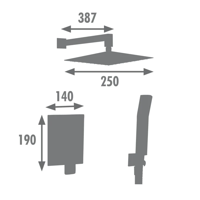 Colonne de douche murale à encastrer WALL CARRE
