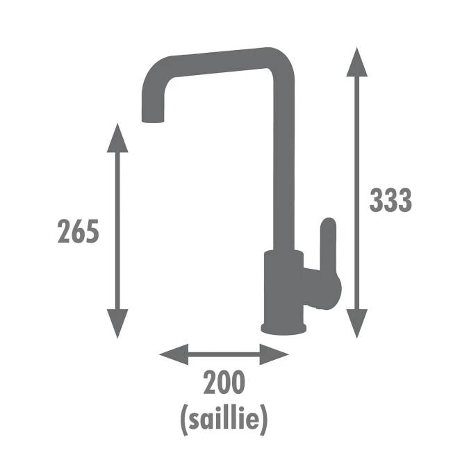 Mitigeur évier Carré GRIBS RAPIDFIX - Fixation par le dessus