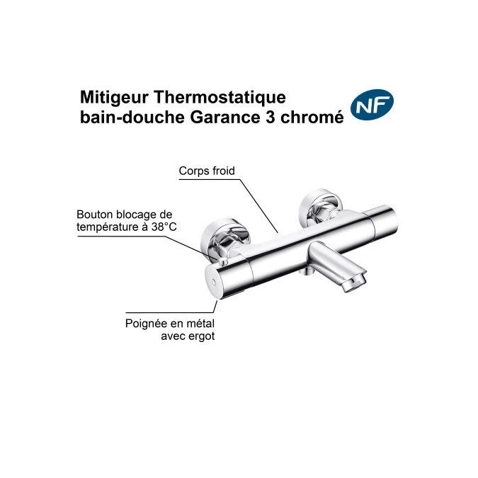 Seconde Chance - Thermostatique Bain-Douche GARANCE 3 - Fabrication Française