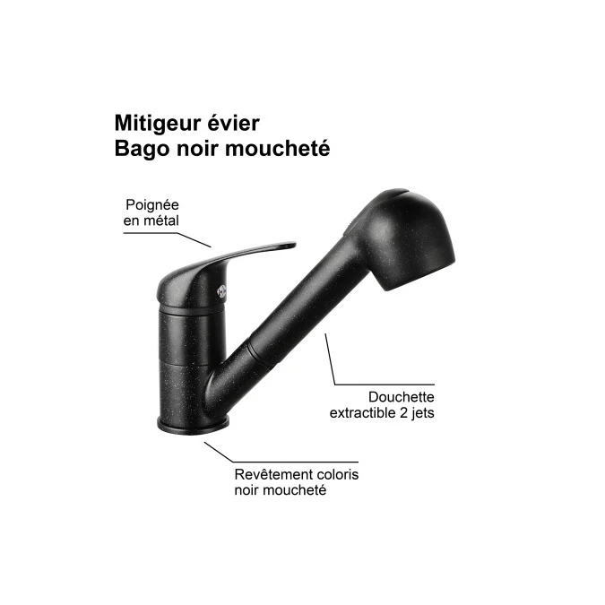 Mitigeur évier BAGO avec douchette extractible