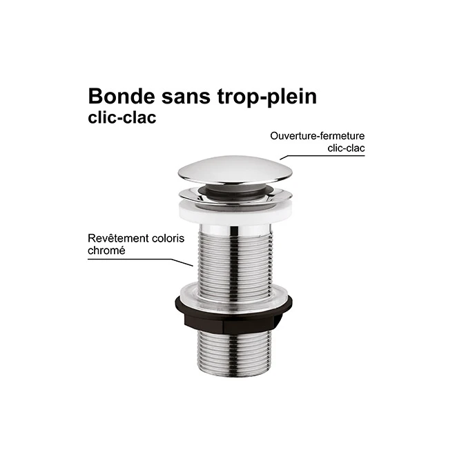 Bonde lavabo clic-clac sans trop plein