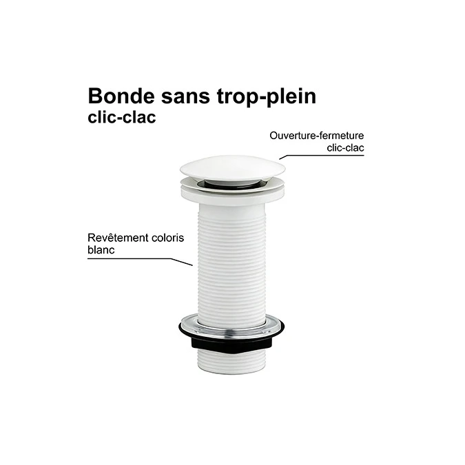 Bonde lavabo clic-clac sans trop plein